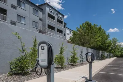 two parking meters in front of a building at Courtyard by Marriott Reno in Reno