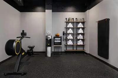a room with a gym with a rack of balls at Courtyard by Marriott Reno in Reno