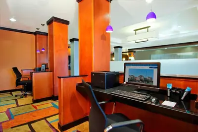 an office with a desk with a computer on it at Fairfield Inn & Suites Fresno Clovis in Clovis
