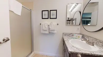 a bathroom with a sink and a mirror at Horizons 4 #150 Condo in Mammoth Lakes