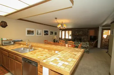 a kitchen with a sink and a counter top at Mountainback 37 Den in Mammoth Lakes
