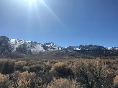 a view of the snowy mountains in the desert at Mountainback 63 Loft Den in Mammoth Lakes