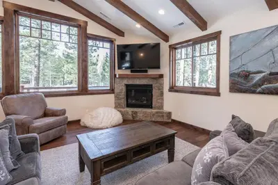 a living room filled with furniture and a fireplace at Gray Bear 454 in Mammoth Lakes