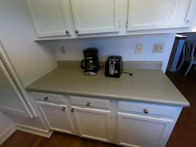 a kitchen with a counter with a coffee maker on it at Rr-edgewater08 in June Lake