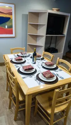 a dining room table with plates of food on it at Gold Bend 5022 in Truckee