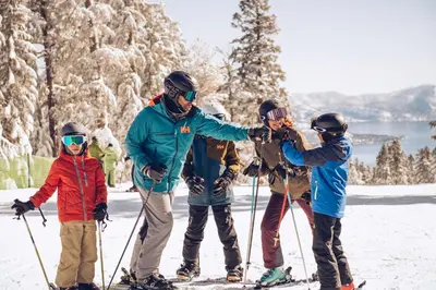 a group of people on skis in the snow at Catamount 407C in Truckee