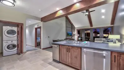 a kitchen with a washer and dryer in a house at Zalanta 313 in South Lake Tahoe