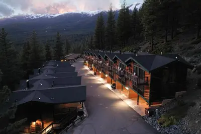 an aerial view of a building in the mountains at Tahoe Chaparral in Incline Village