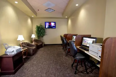 an office with a waiting room with a computer and chairs at Jackson Rancheria Casino Resort in Jackson