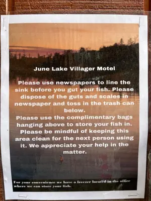a picture of a sign on a wall at June Lake Villager in June Lake