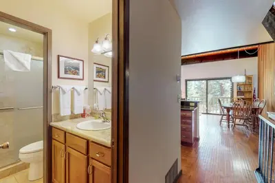 a bathroom with a sink and a toilet in a room at Kingswood Retreat in Kings Beach