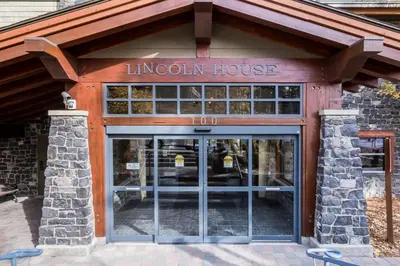 an entrance to ainois coil house with a revolving door at Village 3211 in Mammoth Lakes