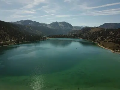 a large lake in the middle of a mountain at Birch Creek #8 - 2BR/1.5BA in June Lake