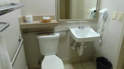 a bathroom with a toilet and a sink at Corcoran Country Inn in Corcoran