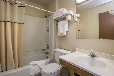 a bathroom with a white toilet and a sink at Inn At Truckee in Truckee