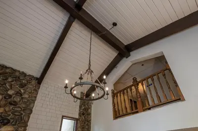 a chandelier hanging from a ceiling in a room at Inn At Truckee in Truckee