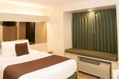 a hotel room with a bed and a window at Microtel Inn & Suites Lodi in Lodi