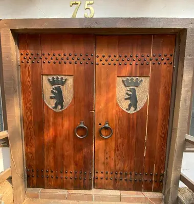a wooden door with a number seventy on it at The Mammoth Inn in Mammoth Lakes