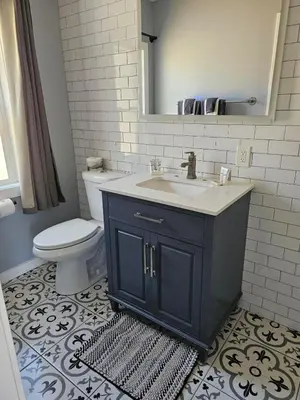 a bathroom with a sink and a toilet at The Historic West Walker Motel in Walker