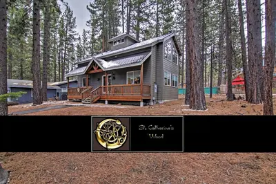a rendering of a home in the woods at 1 Mi to Mtn, 1 More to Shore! Luxury Tahoe Home in South Lake Tahoe