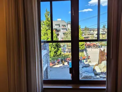 a window view of a beach from a hotel room at Marriott Grand Res Q4 #4256 in South Lake Tahoe