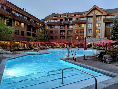 a large swimming pool in front of some buildings at Marriott Grand Res Q1 #3256 in South Lake Tahoe