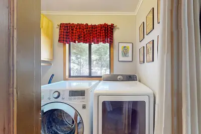 a washing machine in a room with a window at Tahoe Delight in Tahoe City
