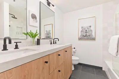 a bathroom with a sink and a toilet at Villa de los Pinos 42 in Mammoth Lakes