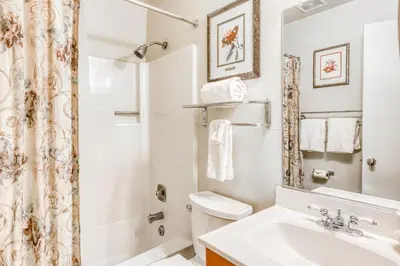 a bathroom with a sink and a toilet and a shower at Incline Oasis in Incline Village