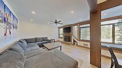 a living room with a couch and a table at 1849 Condos 562 home in Mammoth Lakes