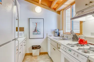 a kitchen with a sink and a stove at Northstar Perch in Truckee