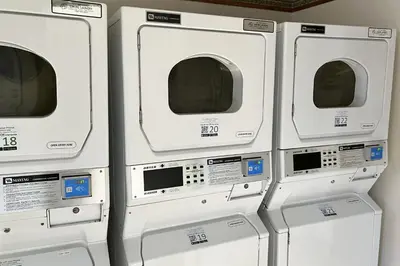 a row of machines sitting next to each other at Crestview 36 in Mammoth Lakes