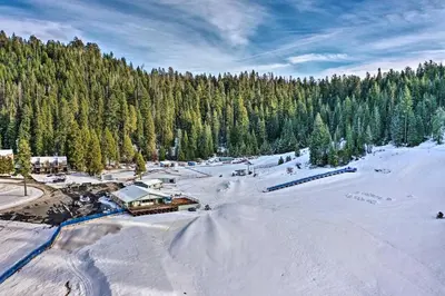 an aerial view of a resort in the snow at Pinecrest Retreat with Fireplace! in Pinecrest