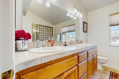 a bathroom with a sink and a toilet at Life on Mt Olympia in South Lake Tahoe