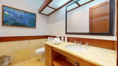 a bathroom with a sink and a toilet at Obsidian #7 home in Mammoth Lakes