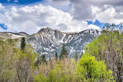 a view of a mountain with snow on it at Hot Tub Access Mammoth Lakes Nature Escape! in Mammoth Lakes