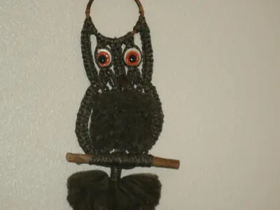 a black owl with red eyes sitting on a stick at Virginia City Inn in Virginia City