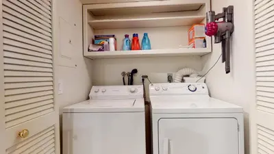 a laundry room with a washer and dryer at Silver Bear #21 condo in Mammoth Lakes
