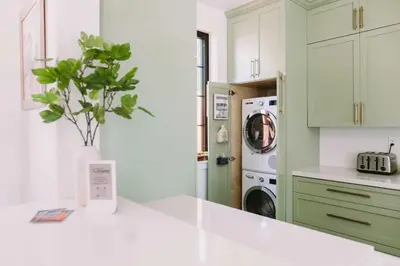 a kitchen with a plant in a vase on a counter at Sacramento Guest House with Patio about 5 Mi to Downtown in Sacramento