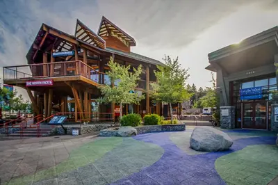 a large wooden building with a balcony at Inntopia in Zephyr Cove