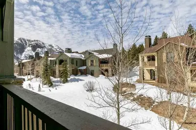 a view of a house in the snow at Lodges 1138 in Mammoth Lakes