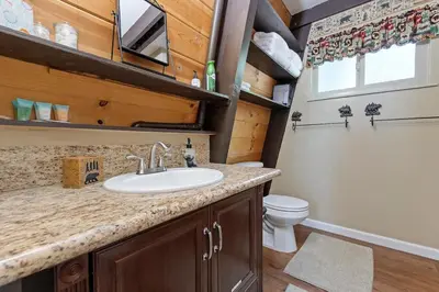 a bathroom with a sink and a toilet at Chief Peak in Fish Camp