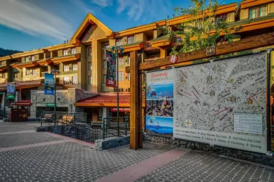 a large map on the side of a building at Cozy Cabin Retreat in South Lake Tahoe