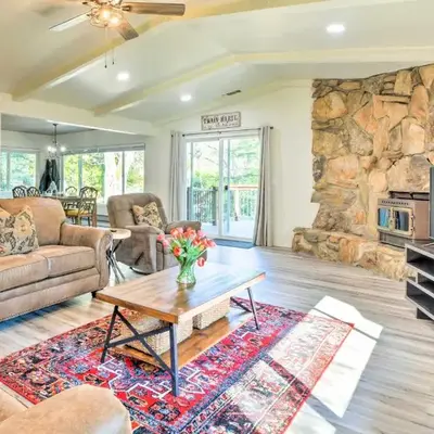 Furnished Deck and Fire Pit Sherwood Forest Cabin