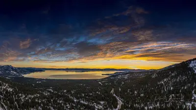a view of a lake in the middle of a mountain at The Incline Lodge in Incline Village