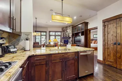 a kitchen with a sink and a counter top at Northstar Lodge Luxury in Kingswood Estates