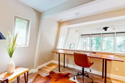 a home office with a desk and a chair at Boothill Adventures in Incline Village