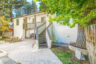 an exterior view of a house with a staircase at Lakeview Manor in South Lake Tahoe