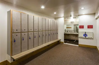 a locker room with a bunch of lockers at Gold Bend Adventure in Truckee