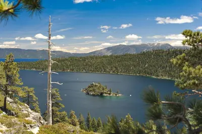 a small island in the middle of a lake at Charles Charmer in South Lake Tahoe